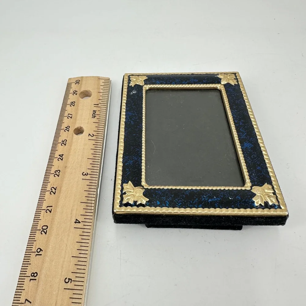 Vintage Style Cobalt Blue Gold‎ Enamel Miniature Picture Frame 2x3 Ornate